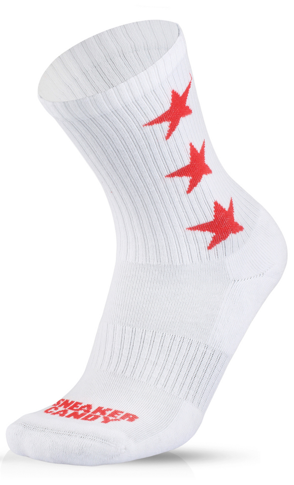 "3 Star" White and Red Socks