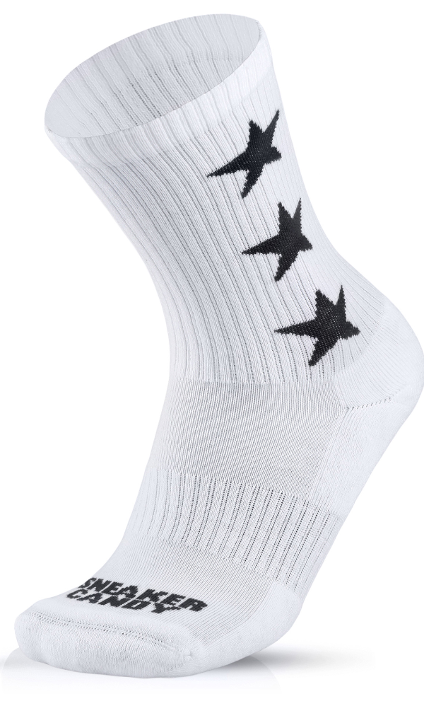 "3 Star" White and Black Socks