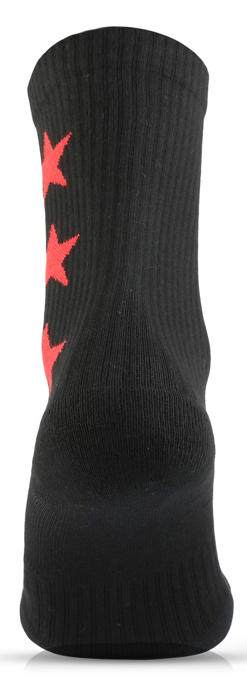 "3 Star" Black and Red Socks