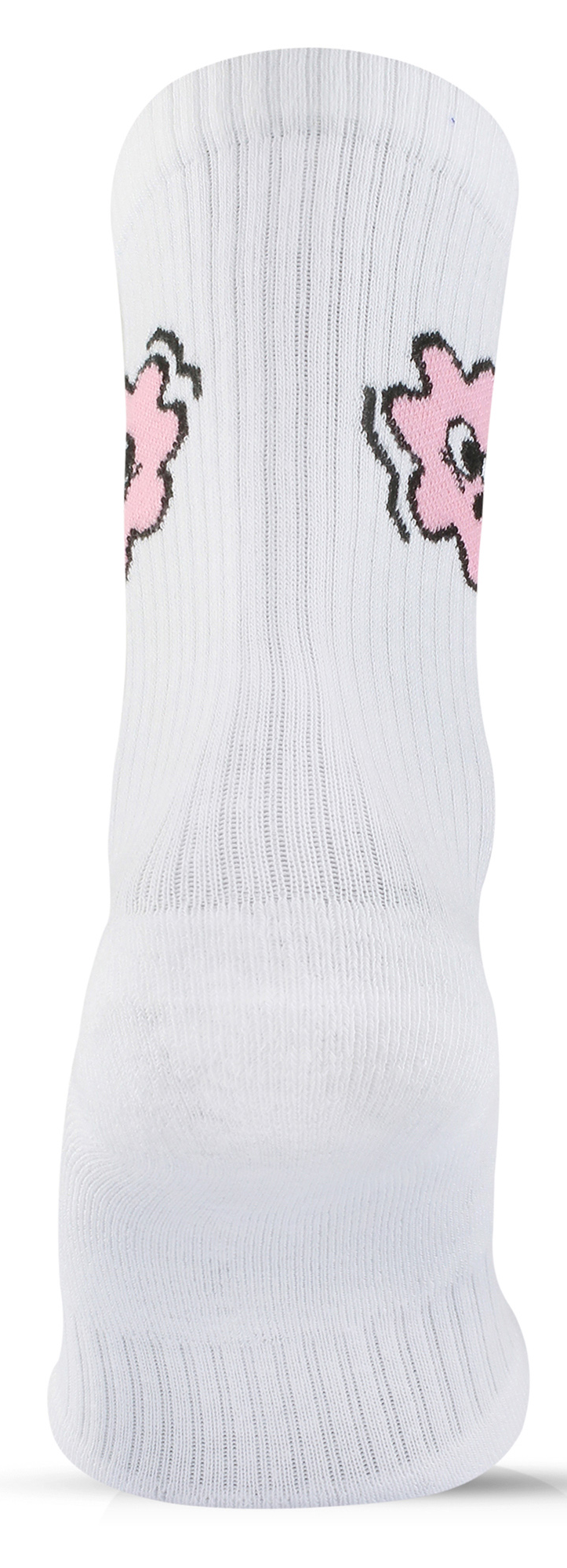 "Side Eye Bloom" White and Pink Socks