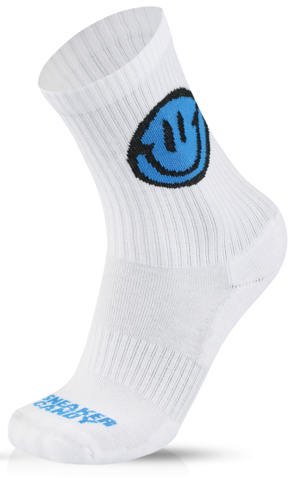 "Smiley Face" White and Blue Socks